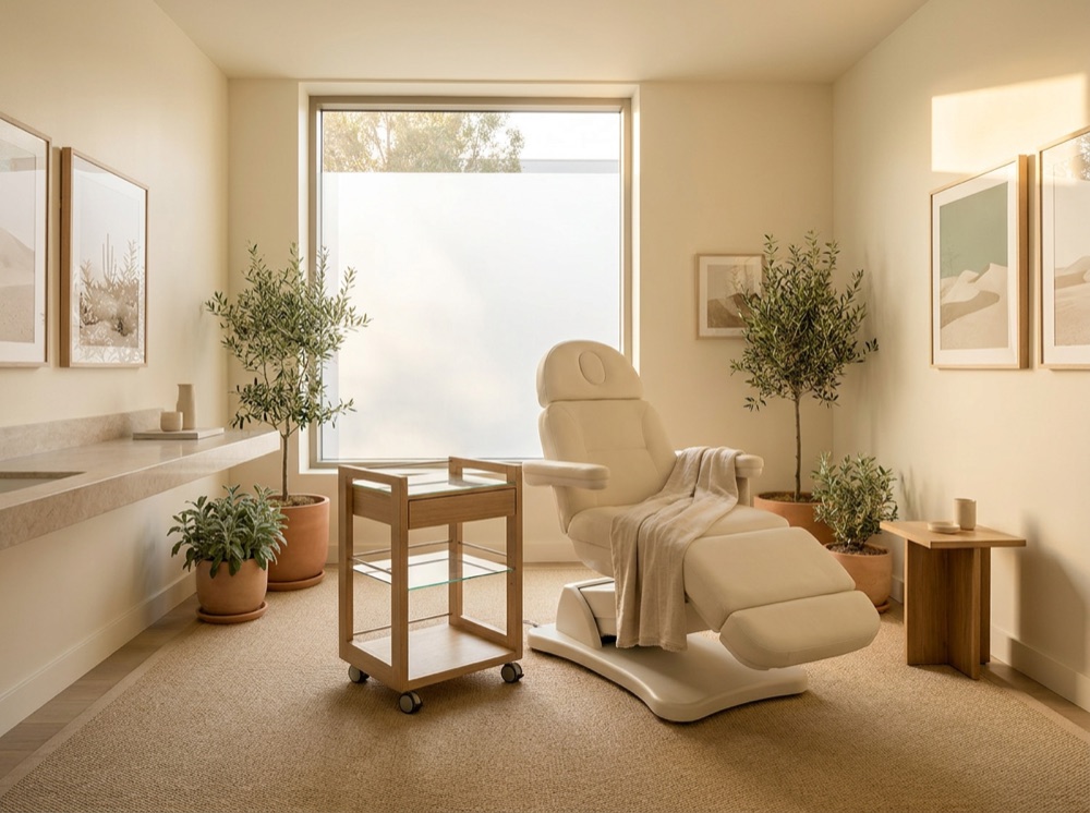 Clean modern treatment room at a Scottsdale medical aesthetics clinic